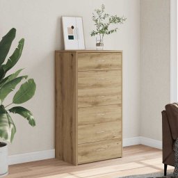 Servanta cu 6 sertare, Stejar artizanal, 50 x 34 x 96 cm, PAL GartenMobel Dekor