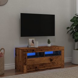 Dulap TV cu lumini LED lemn vechi 90x35x40 cm lemn prelucrat GartenMobel Dekor