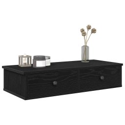Raft de perete cu sertare negru 80x31x17 cm lemn prelucrat GartenMobel Dekor