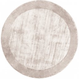 Covor Rotund Premium, Handmade, India, Model DYWAN TERE SILVER, Bej, Marime 300 x 300 cm, Viscoza, Lucrat Manual, Living, Dormitor, Sufragerie, Birou
