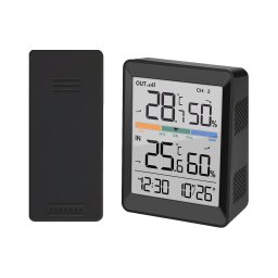 Solight TE45 - Stație meteo cu alarmă, 2xAAA, negru