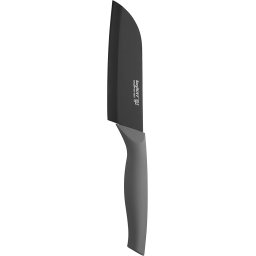 Cutit Santoku Flux, 14cm, teaca de protectie, Otel, Negru