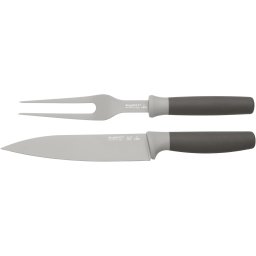 Set cutit si furculita, 19cm, 17cm, Otel, Gri