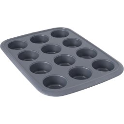 Tava briose, 12 forme, 46.5 x 35 x 4 cm, Otel carbon, Gri