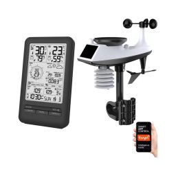 Solight TE92WiFi – Stație meteo profesională cu ecran LCD, alimentare cu 2 baterii AA, Wi‑Fi compatibil Tuya