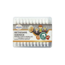 Betisoare igienice Minut Baby pentru copii si bebelusi 55 buc cut
