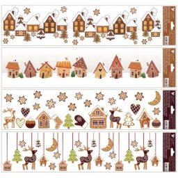 Stickere pentru fereastră cu model căsuțe de turtă dulce și decorațiuni, 64 x 15 cm - diferite