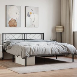 Cadru de pat metalic cu tablie, negru, 160x200 cm GartenMobel Dekor