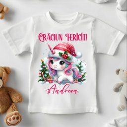 Tricou Unicorn de Craciun - Personalizat cu nume