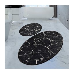SET 2x covoraș pentru baie MARBLE 50x60/60x100 cm negru