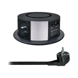 Solight PP120CW-PD20-B - coloană priză pentru masă cu Qi, 3x230V, USB-A, USB-C