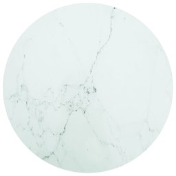 Blat masa, alb, Ø70x0,8 cm, sticla securizata, design marmura GartenMobel Dekor