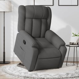 Fotoliu rabatabil cu ridicare pe verticala, gri închis, textil GartenMobel Dekor