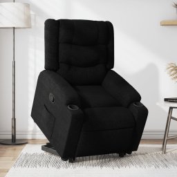 Fotoliu rabatabil cu ridicare pe verticala, negru, textil GartenMobel Dekor