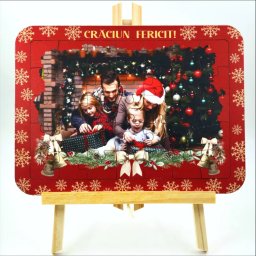 Puzzle din Lemn Personalizat cu poza ta de Craciun