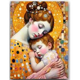 Tablou GM707 Goblen Diamante Patrate, cu rama, 50 x 40 cm, Mama si copilul