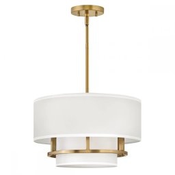 Pendul Graham, 3xE14, D40,6 cm, H35,9 - 129,9 cm, metal alamă, textil alb