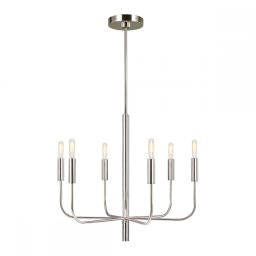 Lustră minimalistă Brianna, 6xE14, D61 cm, H57,2-194,4 cm, metal nichel