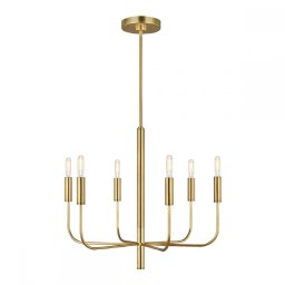 Lustră minimalistă Brianna, 6xE14, D61 cm, H57,2-194,4 cm, metal alamă