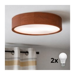 Brilagi - Plafonieră LED CARVALHO 2xE27/15W/230V stejar/cireș Ø 37 cm
