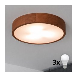 Brilagi - Plafonieră LED CARVALHO 3xE27/15W/230V, stejar/cireș, Ø 47 cm