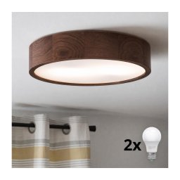 Brilagi - Plafonieră LED CARVALHO 2xE27/15W/230V stejar-nuc Ø 37 cm