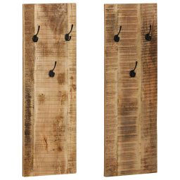 Cuier haine de perete, 2 buc., lemn masiv de mango 36x110x3 cm GartenMobel Dekor