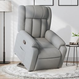 Fotoliu rabatabil cu ridicare, gri deschis, material textil GartenMobel Dekor