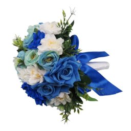 Buchet mireasa/nasa cu flori de matase, albastru – ALIF410044