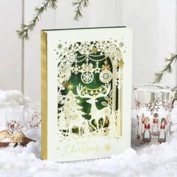 Felicitare de Craciun 3D Cerbul si Padurea fermecata