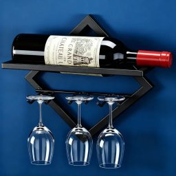 Suport de Perete pentru Sticla si Pahare de Vin