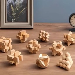 Set 9 Puzzle-uri din Lemn Kongming