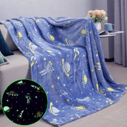 Patura Fosforescenta cu Astronauti Flanel 130 x 150 cm