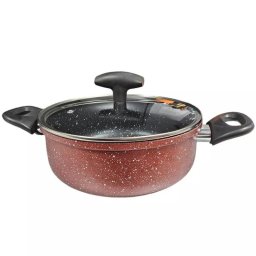 Cratita adanca Rosberg R51318G22D, 22 cm, 4.3 L, Finisaj marmura, Inductie, Bordeaux melange