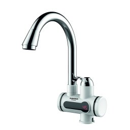 Robinet instant apa calda Albatros Premium, Element de incalzire al apei din inox, Afisaj LCD, 3000 W, Argintiu/Alb