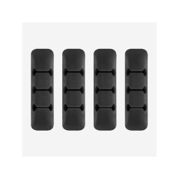 Organizator cabluri si incarcatoare, silicon, dublu adeziv, set 4 bucati, negru