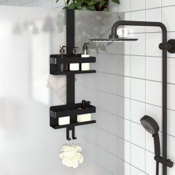 Suport de dus suspendat, negru mat, otel inoxidabil 304 periat GartenMobel Dekor