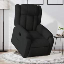 Fotoliu rabatabil cu ridicare pe verticala, negru, textil GartenMobel Dekor