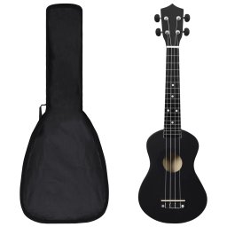 Set ukulele Soprano pentru copii, cu husa, negru, 23" GartenMobel Dekor