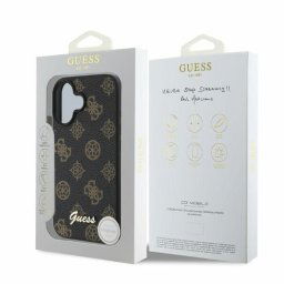 Husa Guess, iPhone 16/16 Pro, 6,1", GUHMP16SPGPYSK, Peony Script, MagSafe, Black