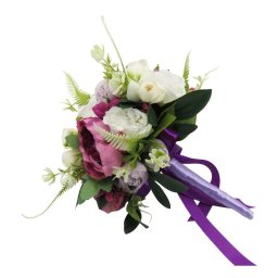 Buchet mireasa/nasa cu flori de matase, mov&alb – ILIF411001