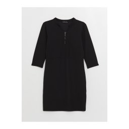 LC Waikiki Women's Crew Neck Rochie dreaptă cu mânecă lungă