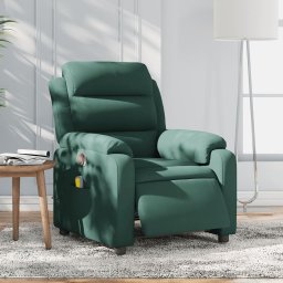 Fotoliu electric de masaj rabatabil, verde închis, catifea GartenMobel Dekor