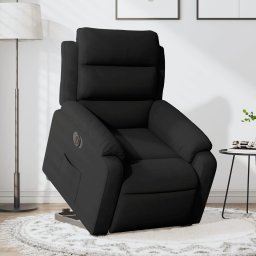 Fotoliu electric rabatabil cu ridicare, negru, catifea GartenMobel Dekor