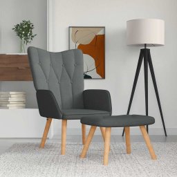 Scaun de relaxare cu taburet, gri închis, textil GartenMobel Dekor