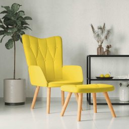 Scaun relaxare cu taburet, galben mustar, textil GartenMobel Dekor
