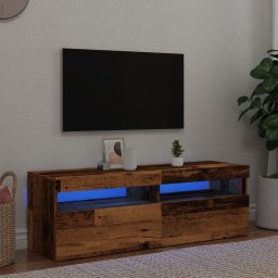 Dulap TV cu lumini LED lemn vechi 120x35x40 cm lemn prelucrat GartenMobel Dekor