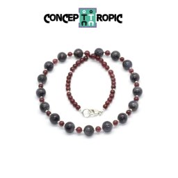 Colier din Tanzanit - Almandin - Rotund 4-8 x 4-8 mm - Accesorii Argint 925