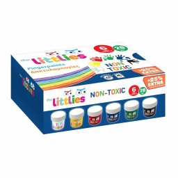 Tempera pentru pictura cu degetul The Littlies, 20 ml, 6 culori