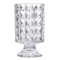 Vaza Decorativa Eleganta Pufo Luxury din Sticla cu Picior pentru Flori si Aranjamente, 18 cm- Design Modern pentru Living si Decor Interior